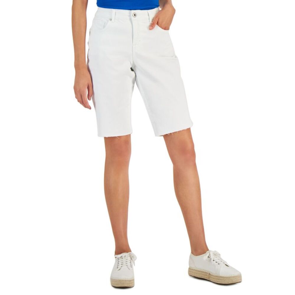 Style & Co Womens Curvy Raw Edge Bermuda Shorts